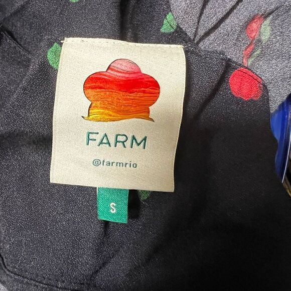 Farm Rio Black Pitanga fringed wrap dress adjustable strap beaded wrap ends - Picture 10 of 11